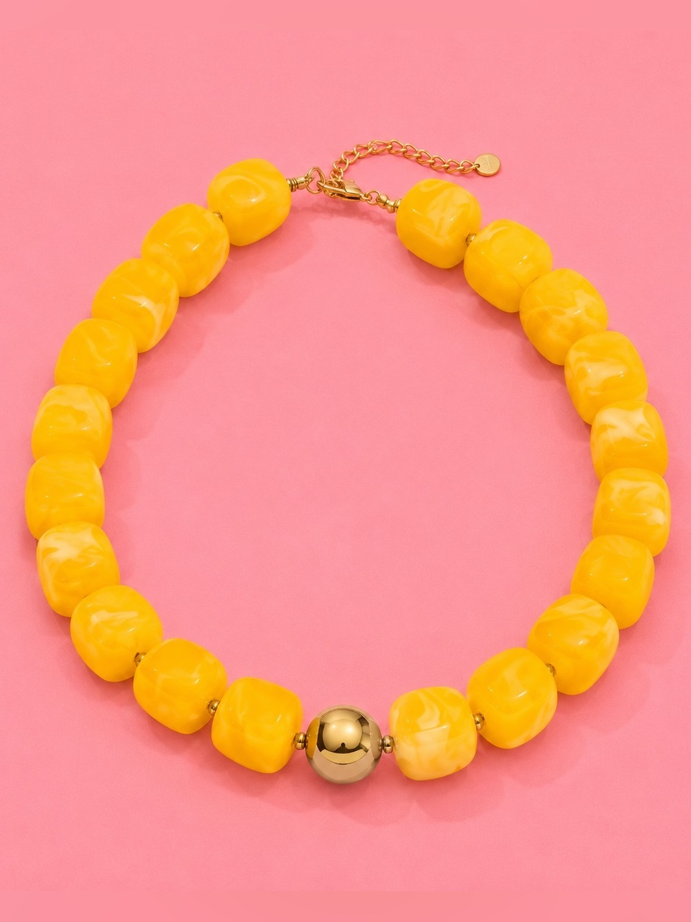 Golden Sunny Glow Beaded Necklace